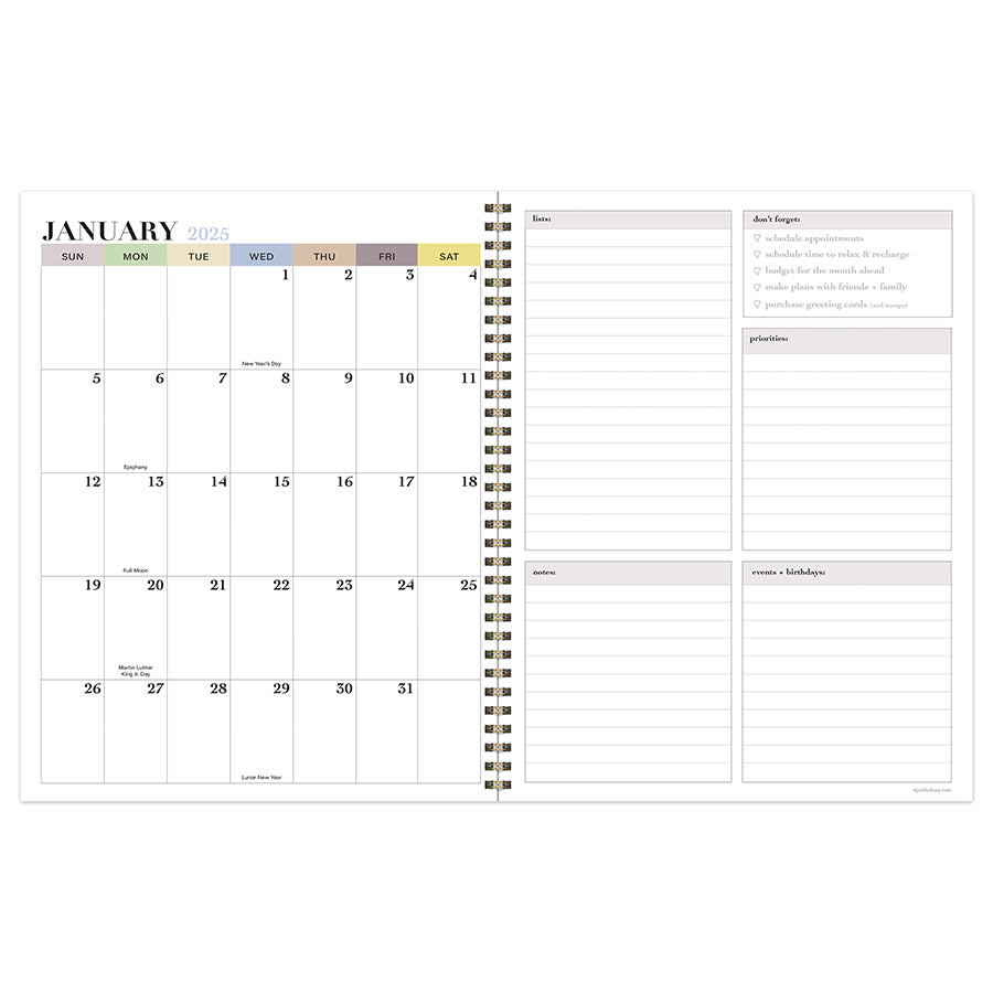 2025 Daphne Print Large Weekly Monthly Planner