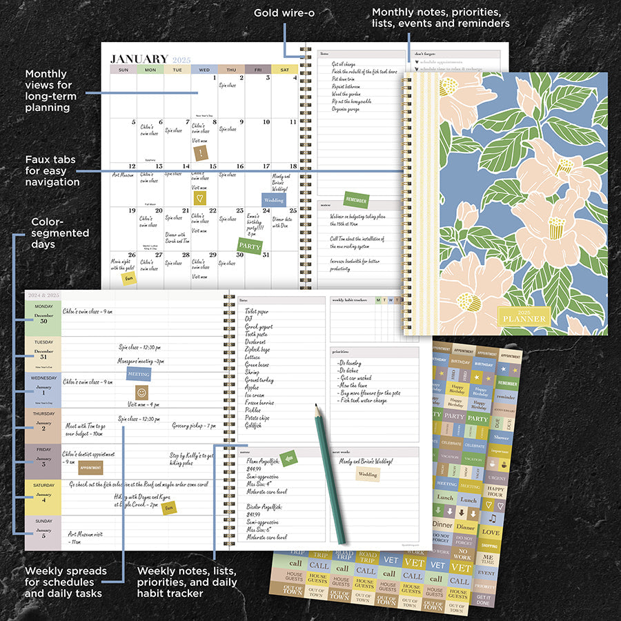 2025 Gardenia Large Weekly Monthly Planner