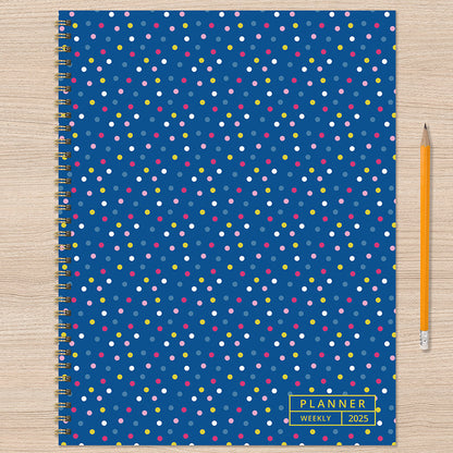 2025 Cobalt Dots Large Weekly Monthly Planner