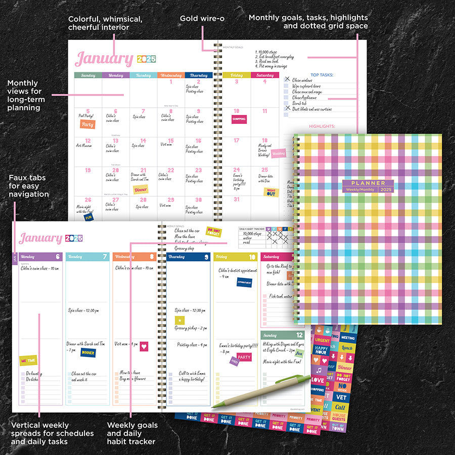 2025 Madras Plaid Large Weekly Monthly Planner