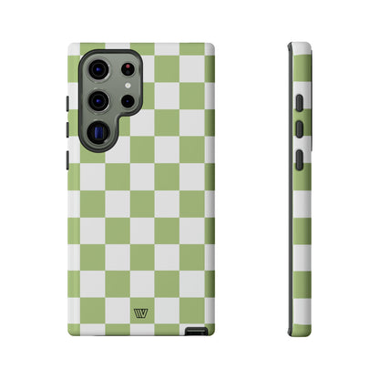 PALE OLIVE WHITE CHECKERBOARD | Tough Phone Case