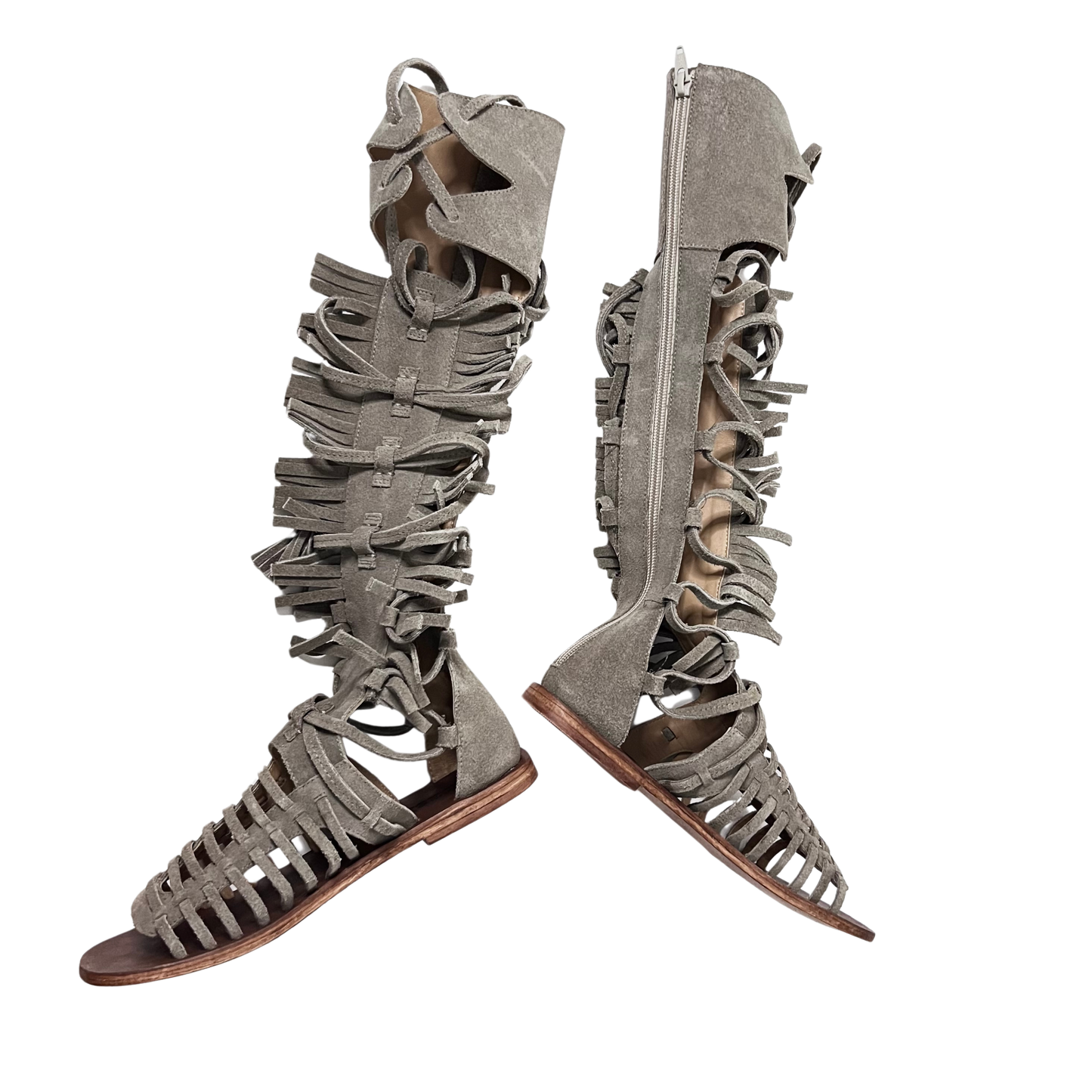 Amira Knee high Gladiator sandal in Khaki color