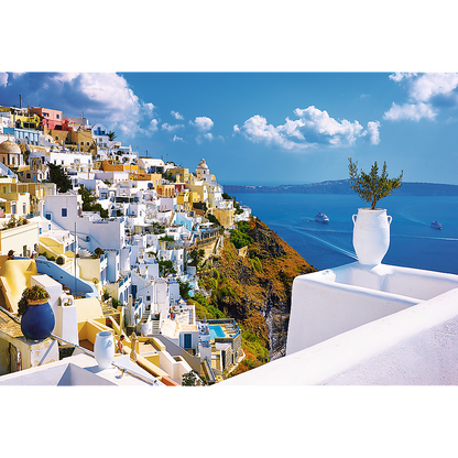 1500 Piece Jigsaw Puzzles, Santorini, Puzzle of Greece, Island Paradise Puzzle, Adult Puzzles, Trefl 26119