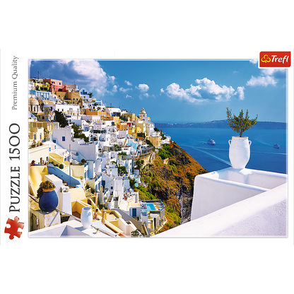 1500 Piece Jigsaw Puzzles, Santorini, Puzzle of Greece, Island Paradise Puzzle, Adult Puzzles, Trefl 26119