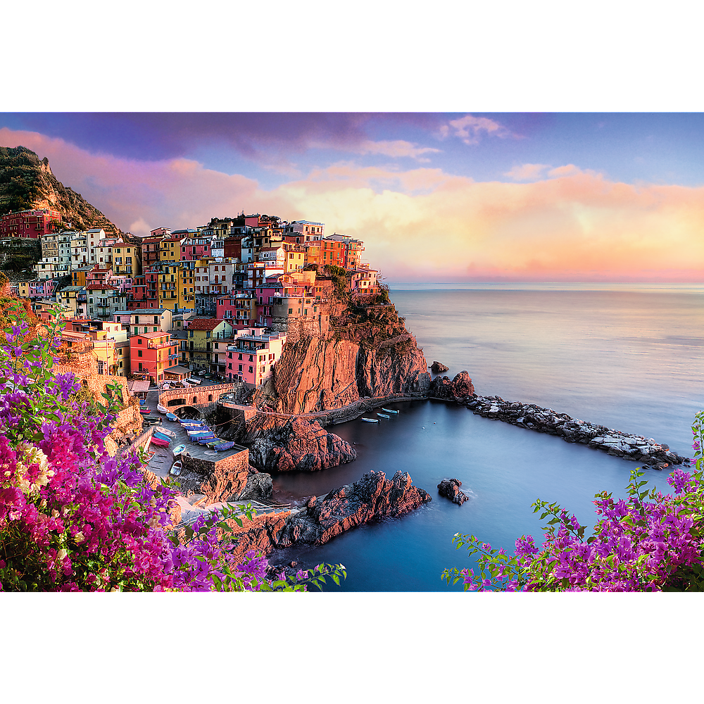 1500 Piece Jigsaw Puzzles, View of Manarola, Ocean Paradise, Italy, Coastal City,  Adult Puzzles, Trefl 26137