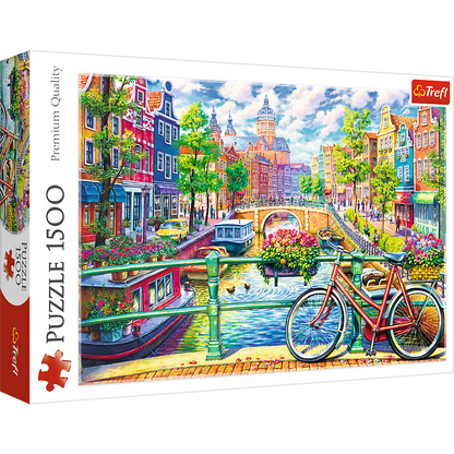 1500 Piece Jigsaw Puzzles, Amsterdam Canal, Colorful Puzzle of the Netherlands, European Puzzle, Adult Puzzles, Trefl 26149