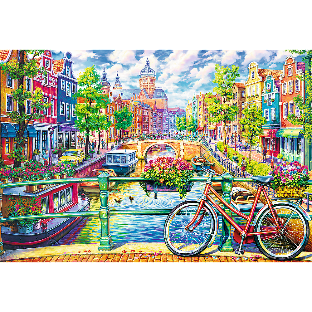 1500 Piece Jigsaw Puzzles, Amsterdam Canal, Colorful Puzzle of the Netherlands, European Puzzle, Adult Puzzles, Trefl 26149