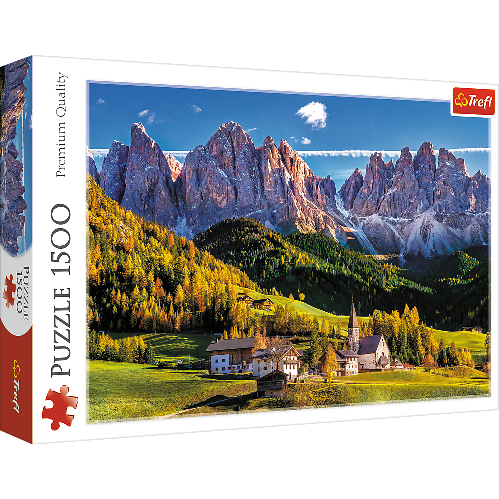 1500 Piece Jigsaw Puzzles, Val Di Funes Valley, Dolomites Mountain Puzzle, Puzzle of Italy, Adult Puzzles, Trefl 26163