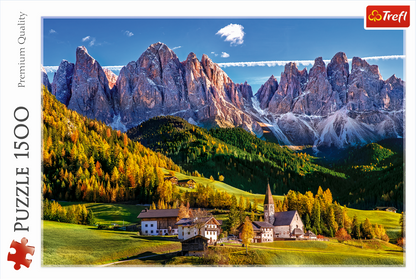 1500 Piece Jigsaw Puzzles, Val Di Funes Valley, Dolomites Mountain Puzzle, Puzzle of Italy, Adult Puzzles, Trefl 26163