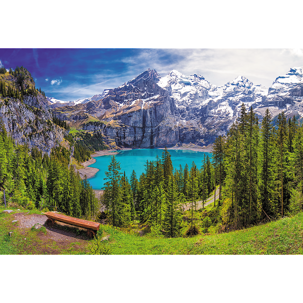 1500 Piece Jigsaw Puzzles, Lake Oeschinen, Switzerland Alps Puzzles, Mountain Lake Wilderness Puzzles, Adult Puzzles, Trefl 26166