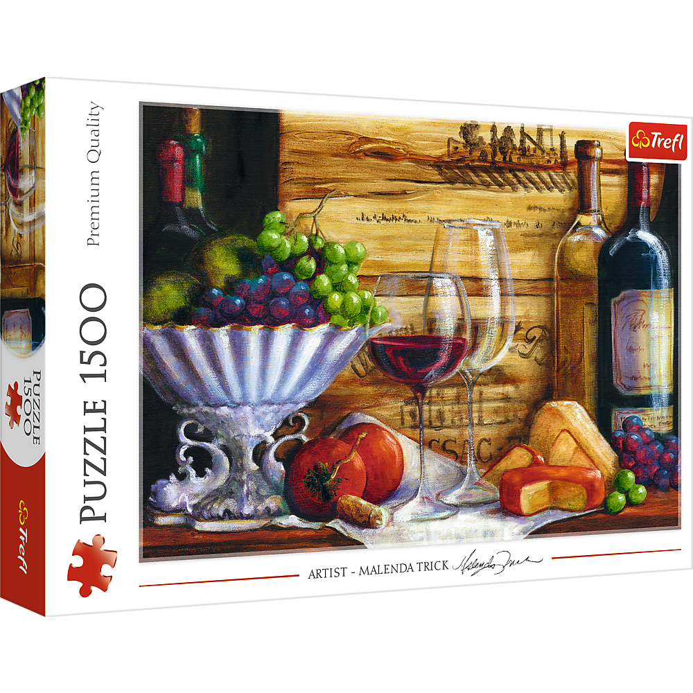 1500 Piece Jigsaw Puzzles, In The Vineyard by Malenda Trick, Still Life Puzzle with Food and Wine, Adult Puzzles, Trefl 26174