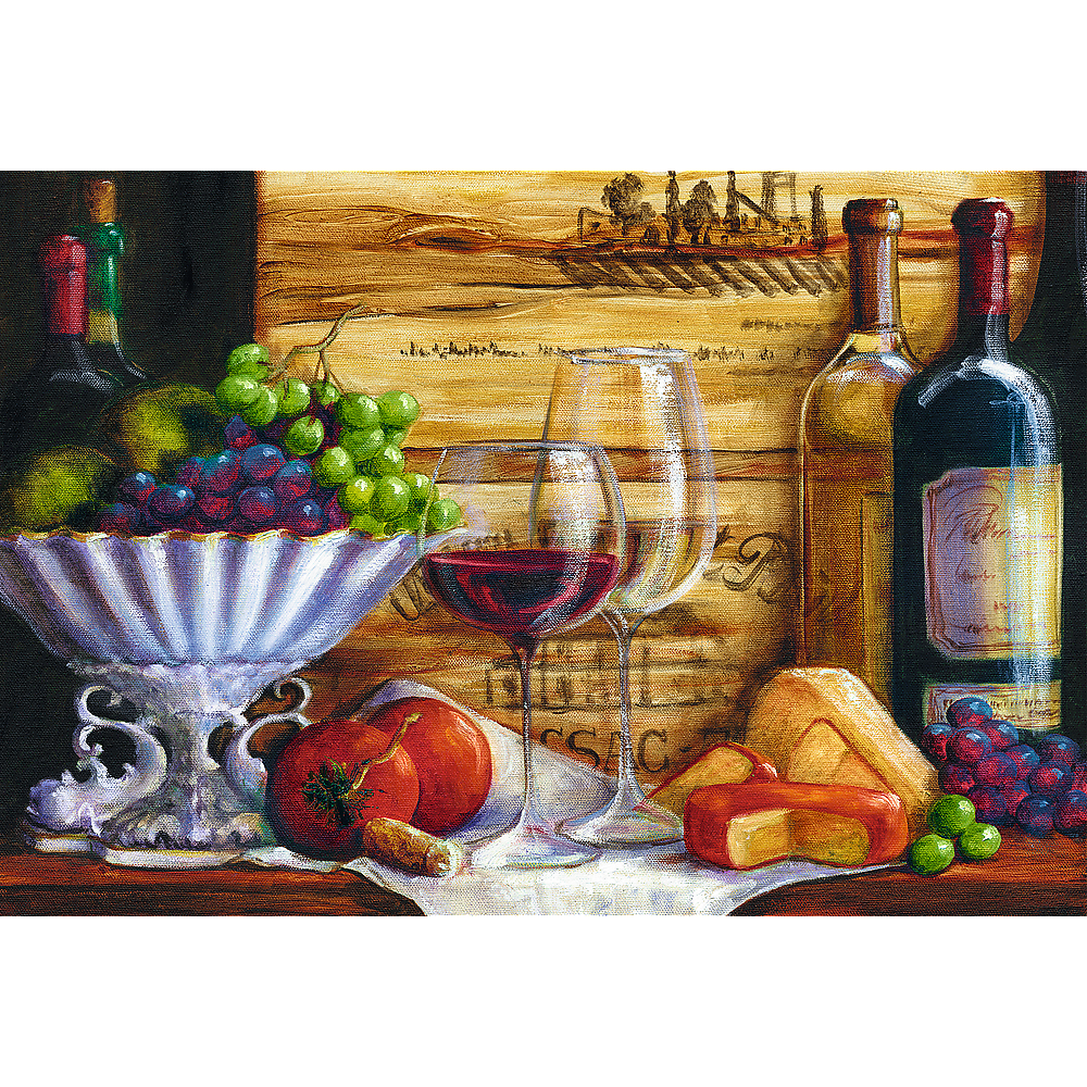 1500 Piece Jigsaw Puzzles, In The Vineyard by Malenda Trick, Still Life Puzzle with Food and Wine, Adult Puzzles, Trefl 26174