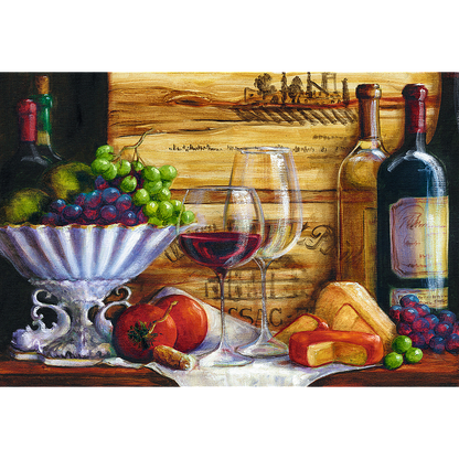 1500 Piece Jigsaw Puzzles, In The Vineyard by Malenda Trick, Still Life Puzzle with Food and Wine, Adult Puzzles, Trefl 26174