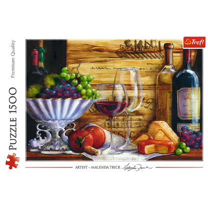 1500 Piece Jigsaw Puzzles, In The Vineyard by Malenda Trick, Still Life Puzzle with Food and Wine, Adult Puzzles, Trefl 26174