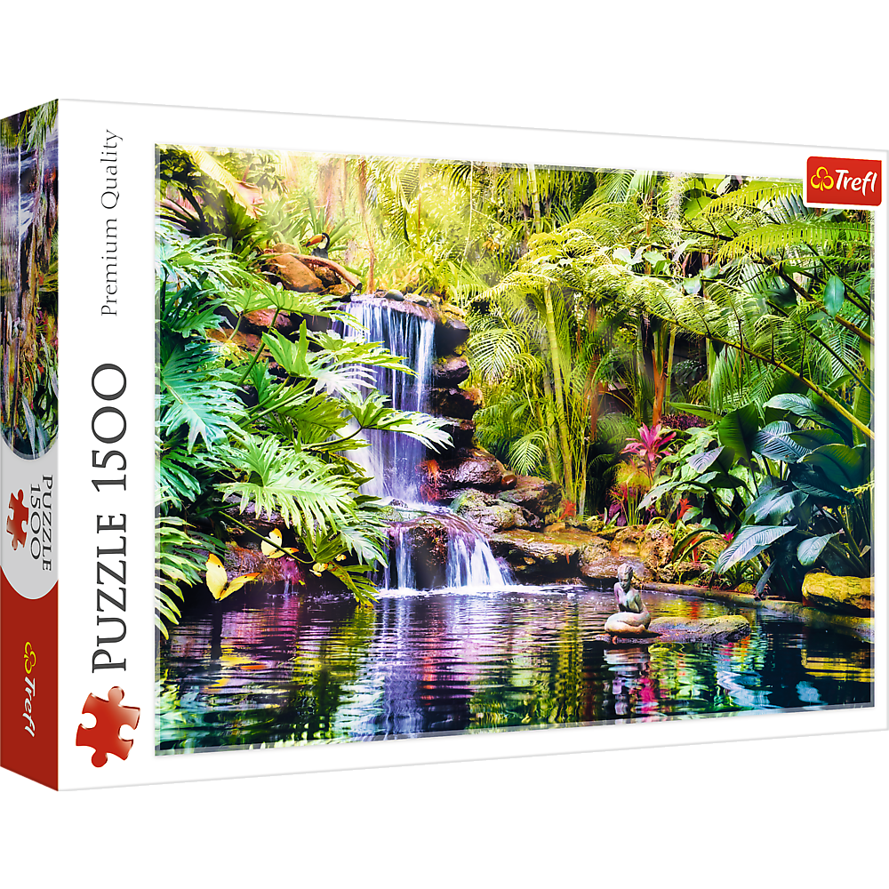 1500 piece Jigsaw Puzzles - Oasis of Calm, Waterfall, relaxing and calming place, Adult Puzzles, Trefl 26187