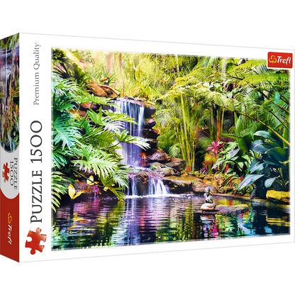 1500 piece Jigsaw Puzzles - Oasis of Calm, Waterfall, relaxing and calming place, Adult Puzzles, Trefl 26187