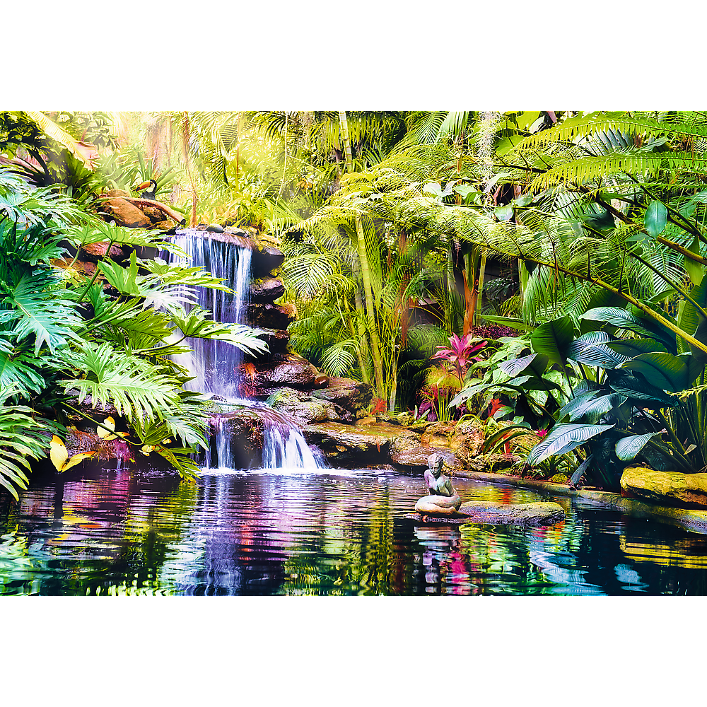 1500 piece Jigsaw Puzzles - Oasis of Calm, Waterfall, relaxing and calming place, Adult Puzzles, Trefl 26187