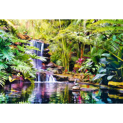 1500 piece Jigsaw Puzzles - Oasis of Calm, Waterfall, relaxing and calming place, Adult Puzzles, Trefl 26187