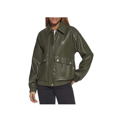 Posh Green Leather Bomber Jacket