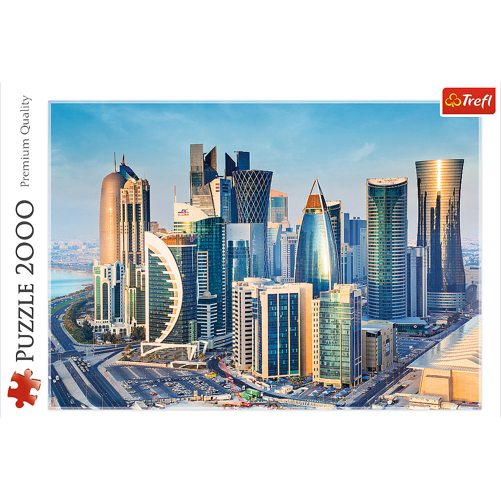 2000 Piece Jigsaw Puzzles, Doha, Qatar, City Skyline, Persian Gulf, Middle East, Adult Puzzles, Trefl 27084