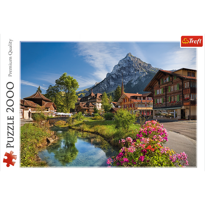 2000 Piece Jigsaw Puzzles, Alps in Summer, Mountain Village Puzzle with River, Adult Puzzles, Trefl 27089