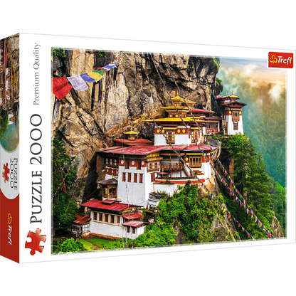 2000 Piece Jigsaw Puzzles, Tiger's Nest, Puzzle of Bhutan, Himalayan Mountain Puzzle, Adult Puzzles, Trefl 27092