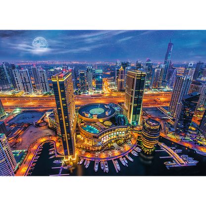 2000 Piece Jigsaw Puzzles, Lights of Dubai, City Lights Puzzles, Dubai United Emirates, Adult Puzzles, Trefl 27094