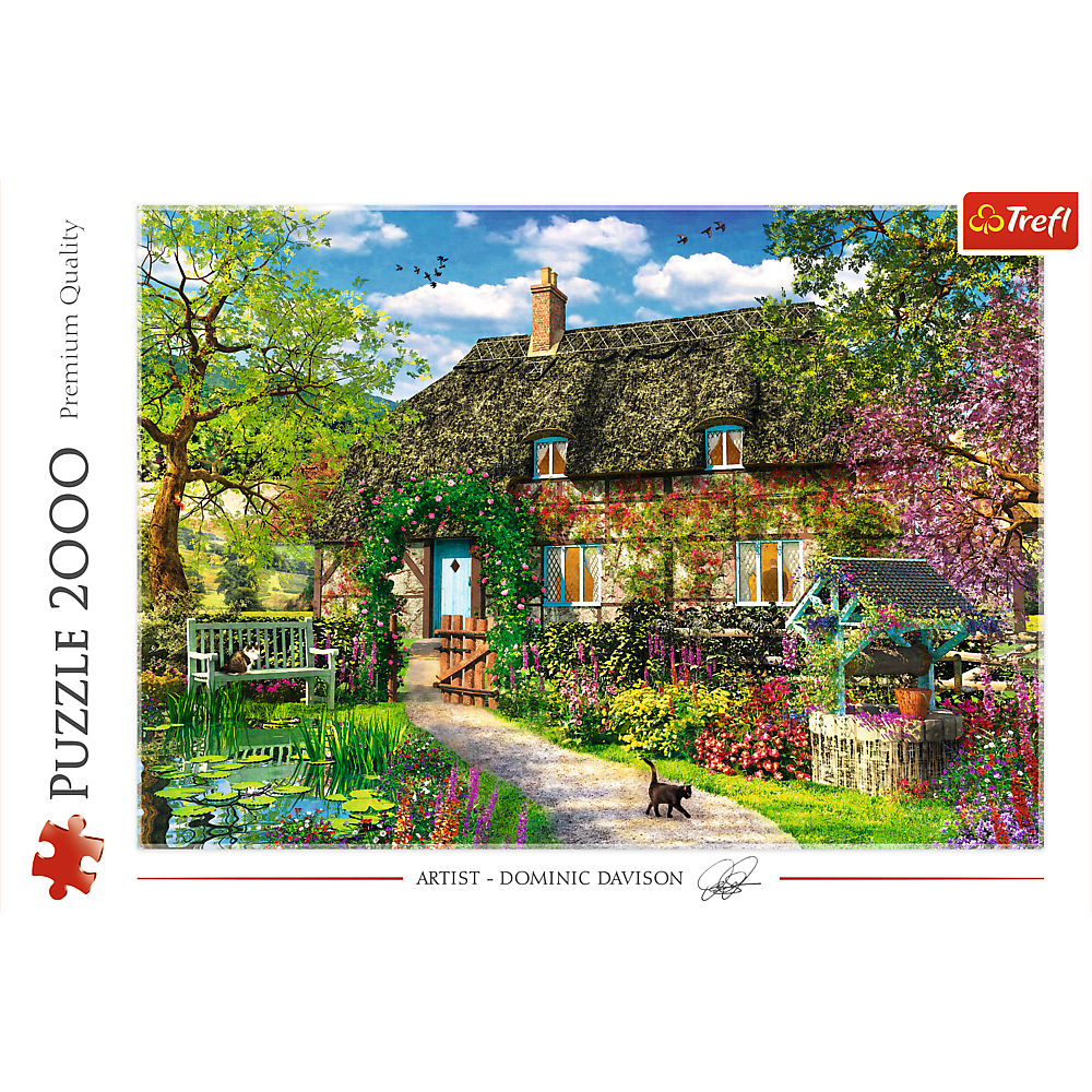 2000 piece Jigsaw Puzzles - Country Cottage, Charming Nook, Pond, Countryside, Adult Puzzles, Trefl 27122