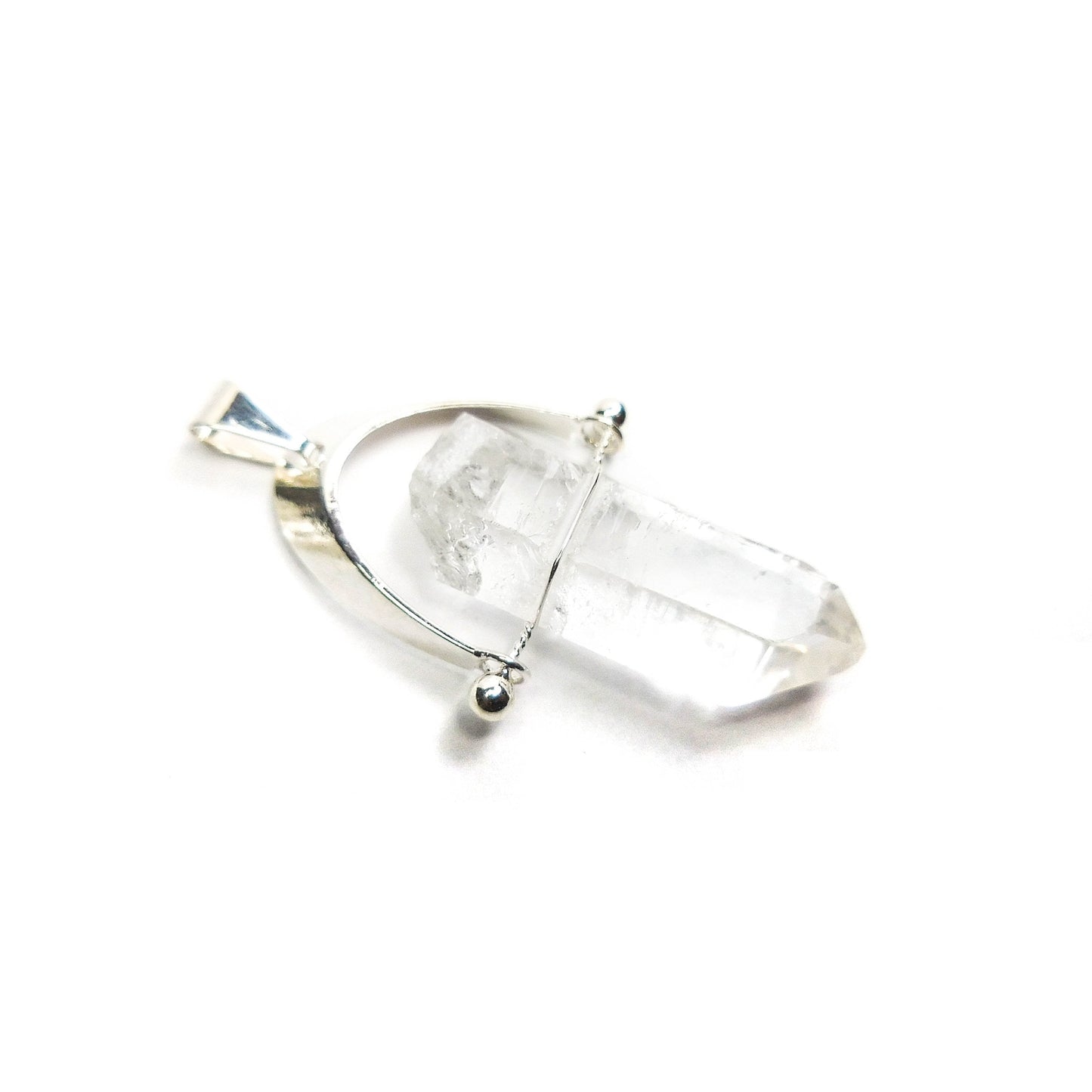 Quartz Crystal Point Arch Swivel Pendant (5 pcs)(Silver Plated) Wholesale Gemstone Jewelry Lot