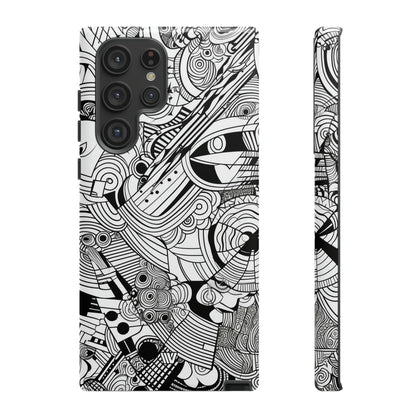 B&W ABSTRACT DOODLE | Tough Phone Case