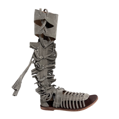 Amira Knee high Gladiator sandal in Khaki color