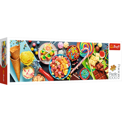 Panorama 1000 Piece Jigsaw Puzzles, Sweet Delights, Colorful Candy and Sweet Treats Puzzle, Adult Puzzles, Trefl 29046