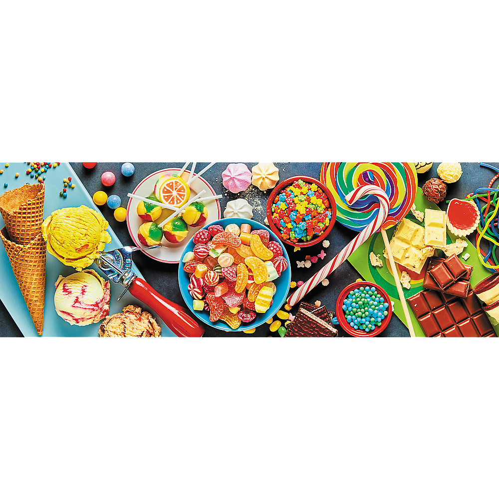 Panorama 1000 Piece Jigsaw Puzzles, Sweet Delights, Colorful Candy and Sweet Treats Puzzle, Adult Puzzles, Trefl 29046