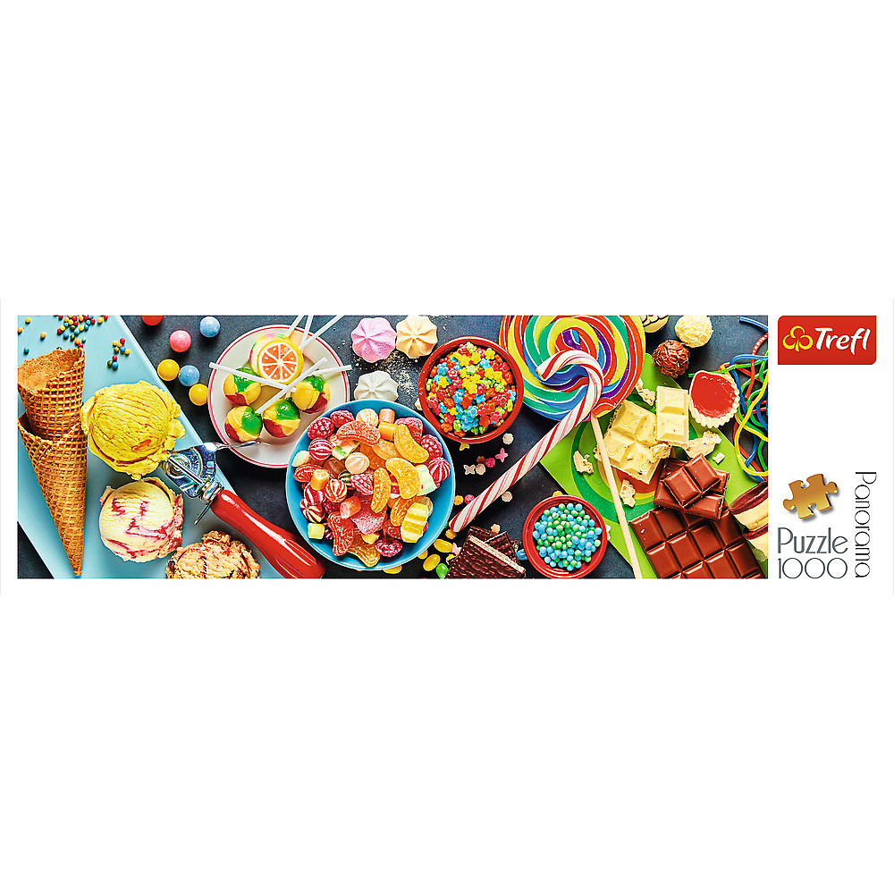 Panorama 1000 Piece Jigsaw Puzzles, Sweet Delights, Colorful Candy and Sweet Treats Puzzle, Adult Puzzles, Trefl 29046