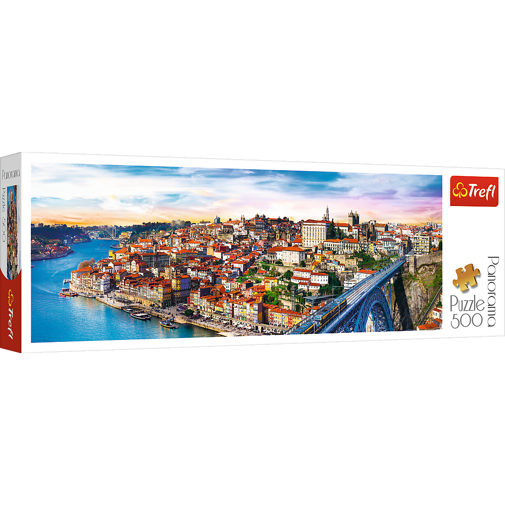 Panorama 500 Piece Jigsaw Puzzle, Porto, Portugal, Coastal City, Train, Puzzle of Europe, Adult Puzzles, Trefl 29502