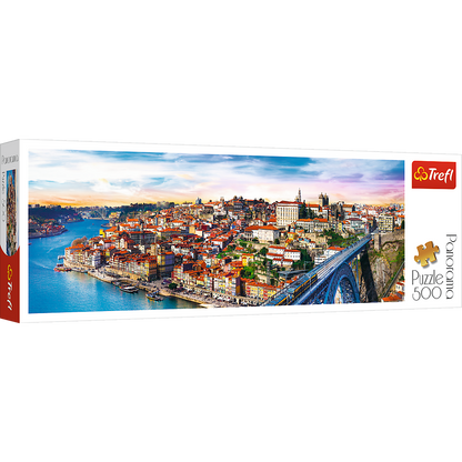 Panorama 500 Piece Jigsaw Puzzle, Porto, Portugal, Coastal City, Train, Puzzle of Europe, Adult Puzzles, Trefl 29502