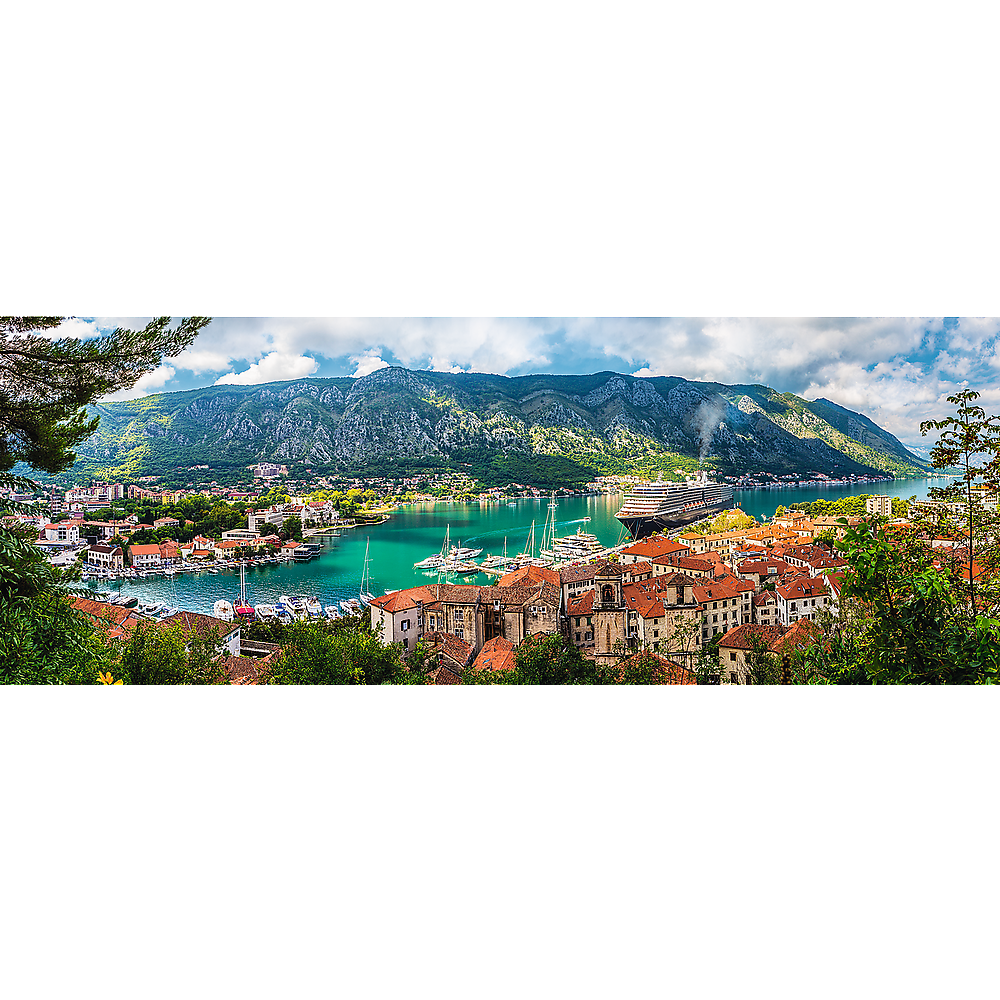 Panorama 500 Piece Jigsaw Puzzles, Kotor Montenegro, Medieval Old Town Puzzle, Adriatic Coast Puzzle, Adult Puzzles, Trefl 29506