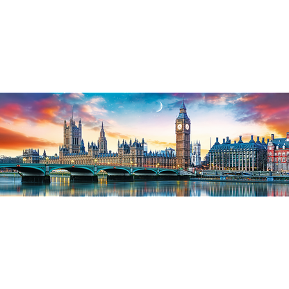 Panorama 500 Piece Jigsaw Puzzles, Big Ben and Palace of Westminster, London, Sunset, Puzzle of England, Adult Puzzles, Trefl 29507