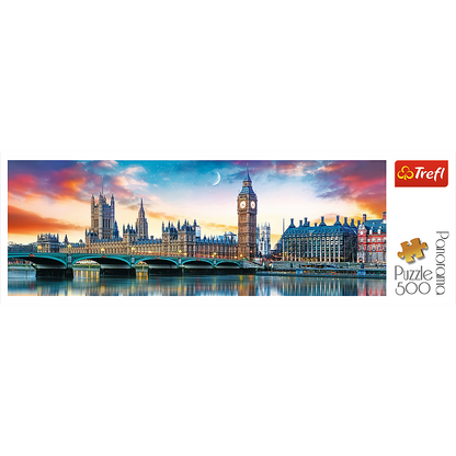 Panorama 500 Piece Jigsaw Puzzles, Big Ben and Palace of Westminster, London, Sunset, Puzzle of England, Adult Puzzles, Trefl 29507