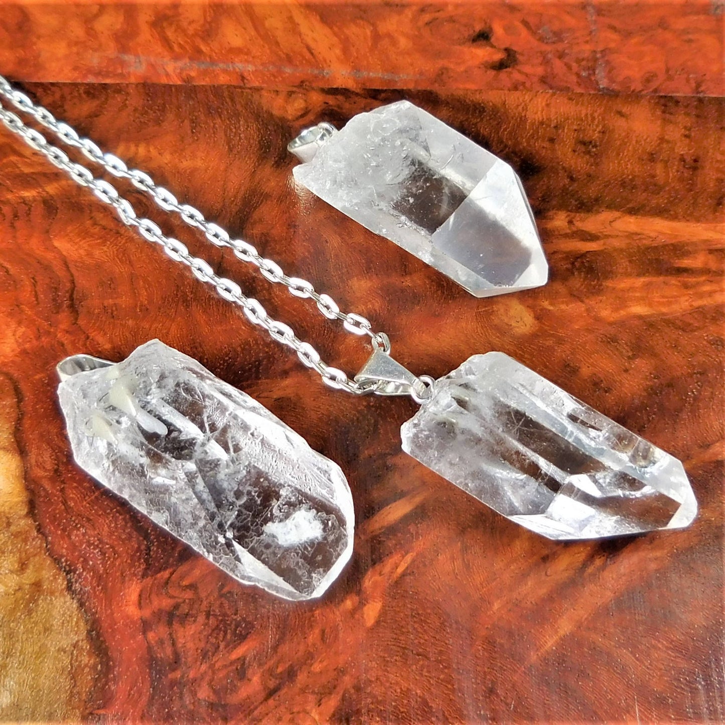 Raw Quartz Crystal Pendant Point Pendant Silver Necklace Charm Gemstone