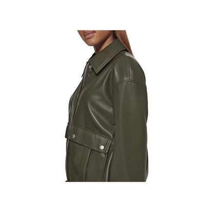 Posh Green Leather Bomber Jacket