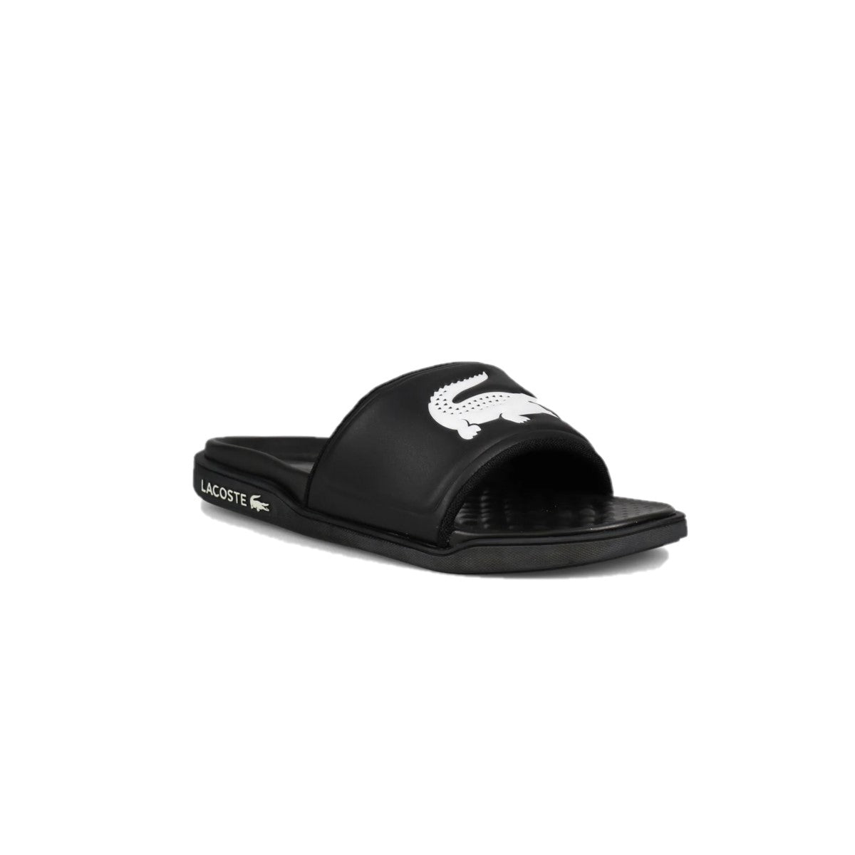 LACOSTE 7-43CMA0020312 CROCO DUALISTE LOGO STRAP 0922 MN'S (Medium) Black/White Synthetic Slide