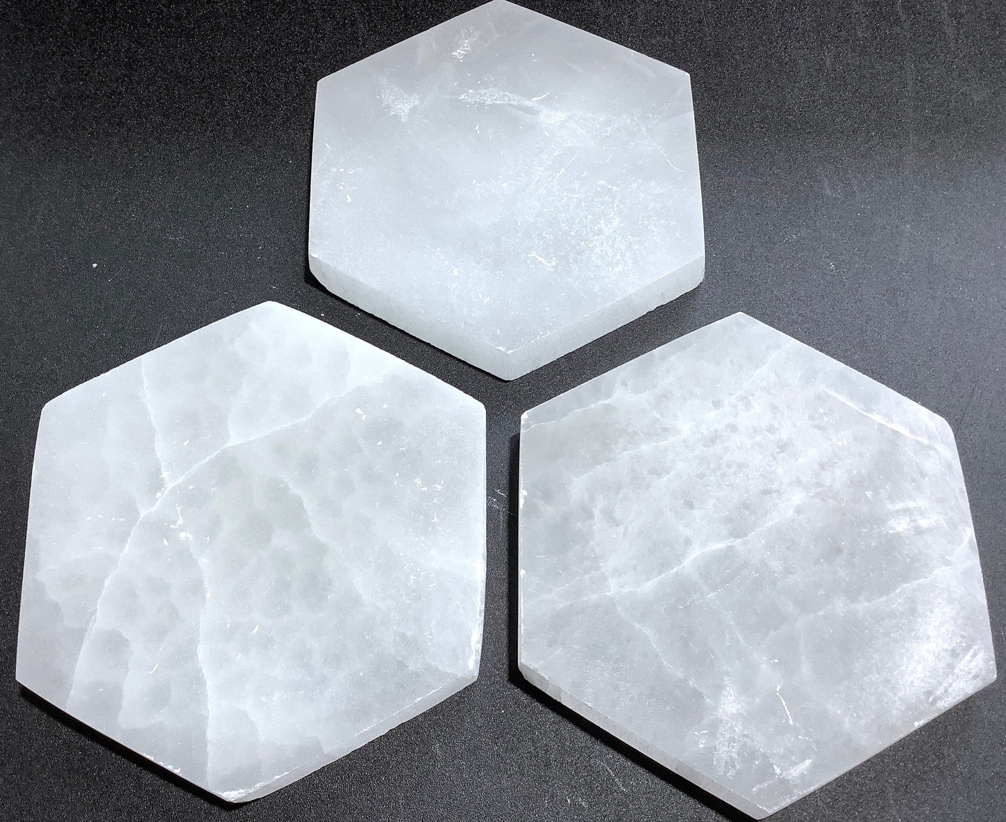 Large Selenite Crystal Hexagon Plate (5 pcs) Bulk Wholesale Carving Lot