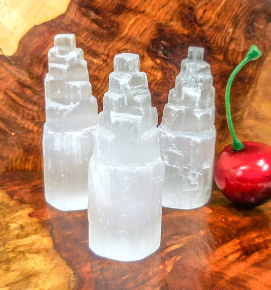 Mini Selenite Crystal Towers (10 Pcs) Bulk Wholesale Lot Petite Small Natural Healing Crystals And Stones