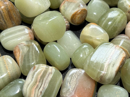 Green Banded Onyx Tumbled (1 LB) One Pound Bulk Wholesale Lot Polished Gemstones