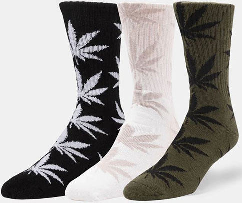 HUF Plantlife 3 Pack Socks Black/White/Olive