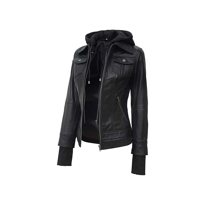 Mystique Black Leather Bomber Jacket