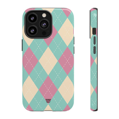 BLUE PINK BEIGE ARGYLE | Tough Phone Case