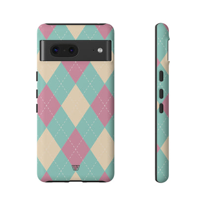 BLUE PINK BEIGE ARGYLE | Tough Phone Case