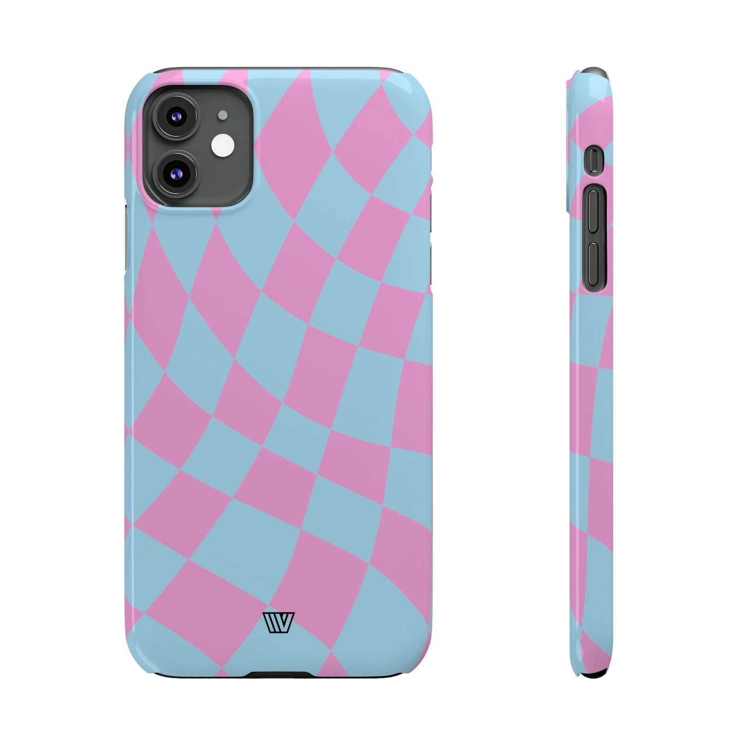 BLUE PINK CURVY CHECKERBOARD | Slim iPhone Case